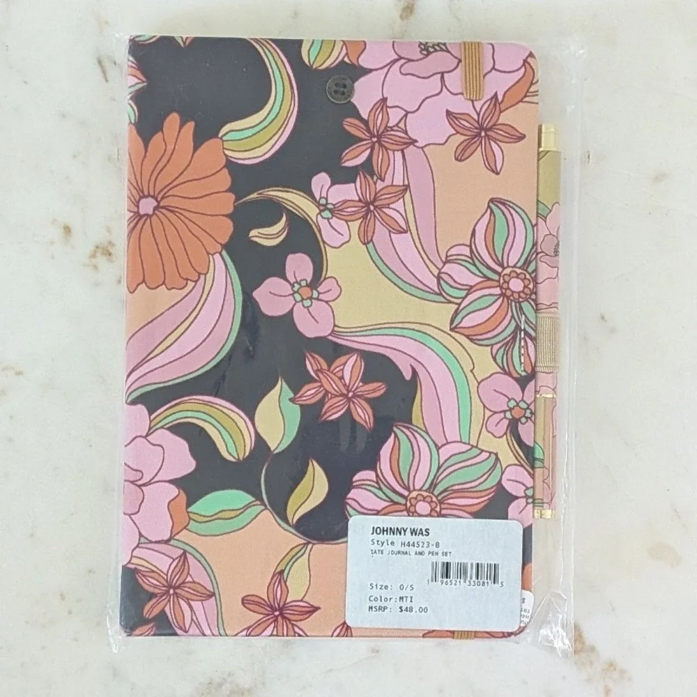 New Johnny Was Tate Journal and Pen Set Floral‎ Multi H44523-8 Boho Retro $48